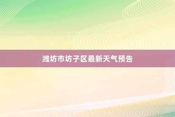 潍坊市坊子区最新天气预告